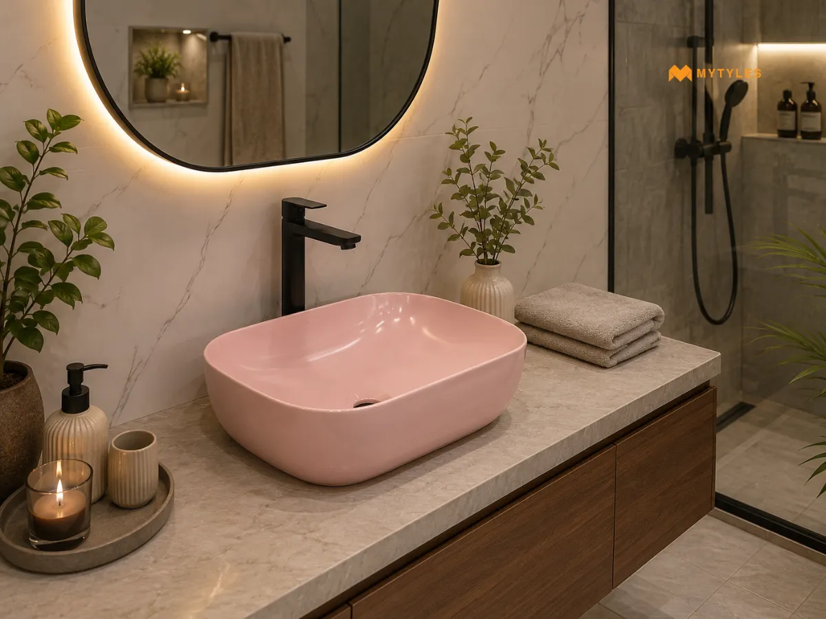 Pale Salmon Pink Basin